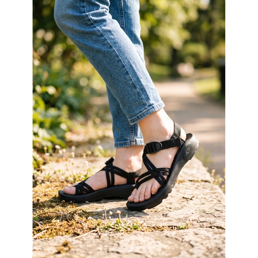 Chaco Z Cloud 2 Black Toe Loop Strappy Athletic Hiking Sandals‎ Size 7 J100782